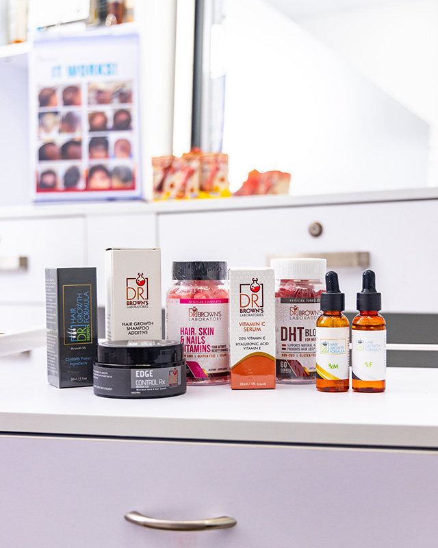 Dr. Brown’s professional hair care products for hair regrowth.